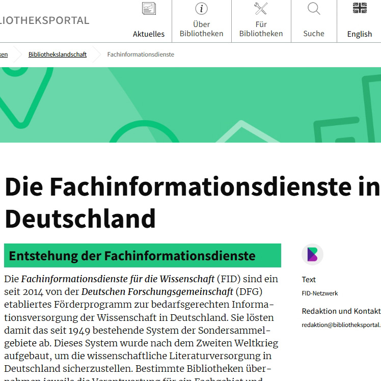 Die Fachinformationsdienste im Bibliotheksportal"